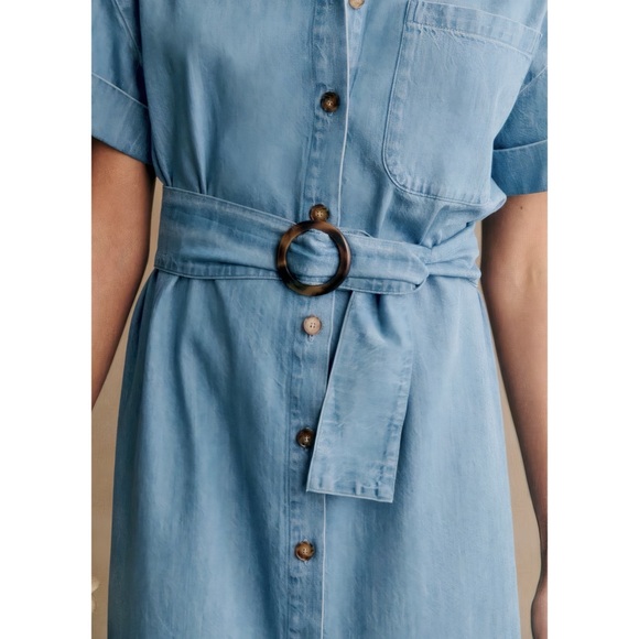 NWOT Sezane Denim Maxi Short-Sleeve Dora Shirt Dress - Picture 4 of 7